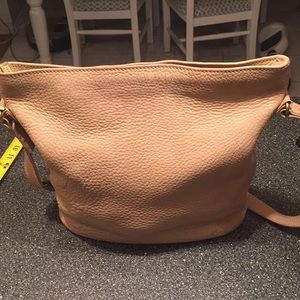 Beige coach hobo leather bag